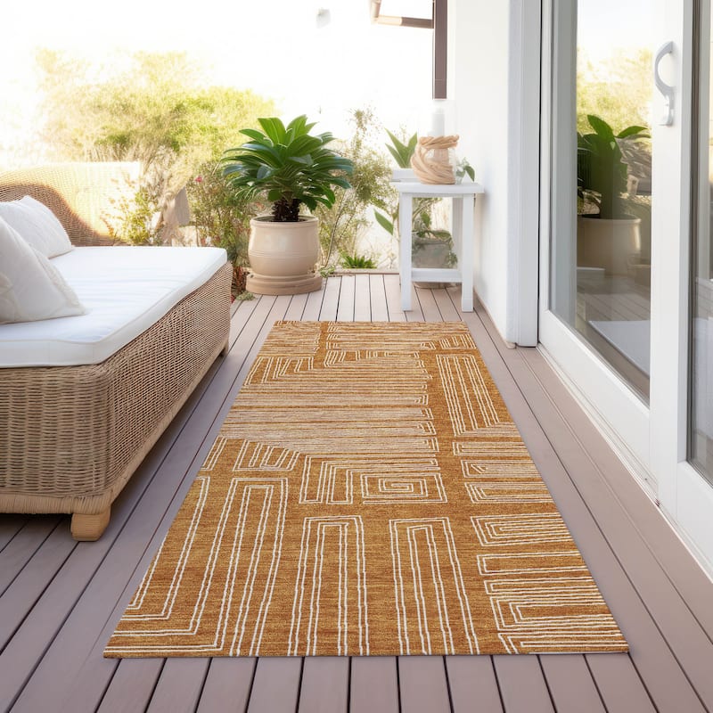 Machine Washable Indoor/ Outdoor Contemporary Stack Chantille Rug