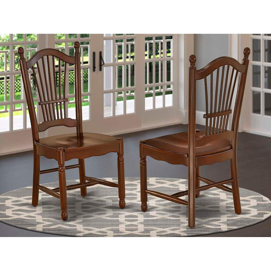 Dining Chair with Dover Wood Seat, Casual Mahogany Finish, Set of 2, Home Use - 18