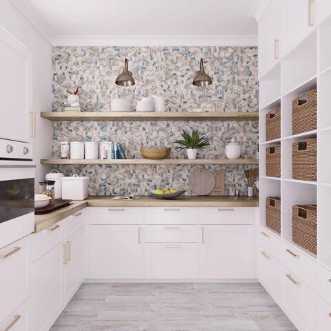 Apollo Tile 10 pack 10.2-in x 11.7-in Blue Beige Matte Finished Recycled Glass Hexagon Mosaic Tile (8.29 Sq ft/case)