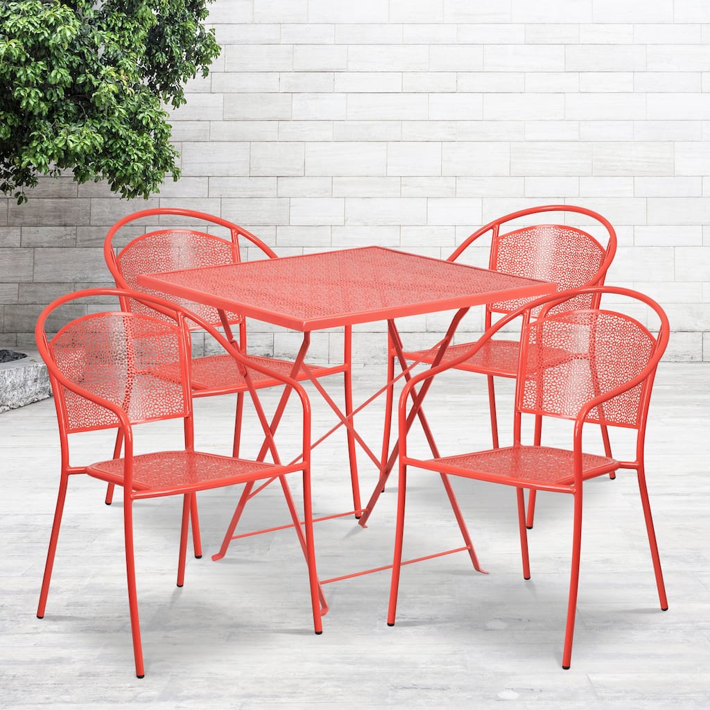 28-inch Square 5-piece Indoor/ Outdoor Folding Patio Table Dining Set