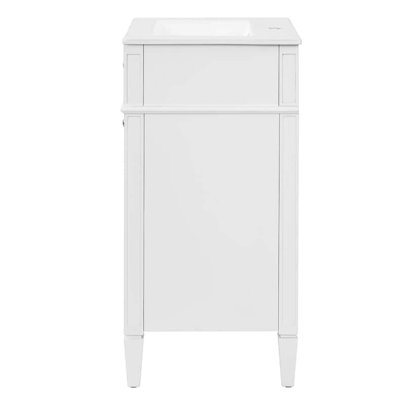 18" French Style Bathroom Vanity with Ceramic Sink, Freestanding Single Vanity Cabinet
