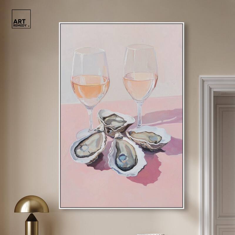 Oysters and Rose Wine Canvas by Art Remedy