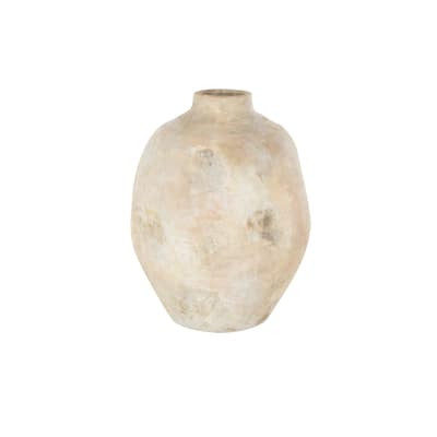 Ceramic Antique Wide Decorative Vase with Shades of Pink - Beige - Roche River Decor