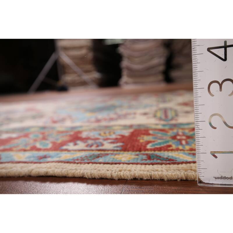 Geometric Kazak Oriental Accent Rug Entryway Handmade Wool Carpet - 3'4" x 5'0"