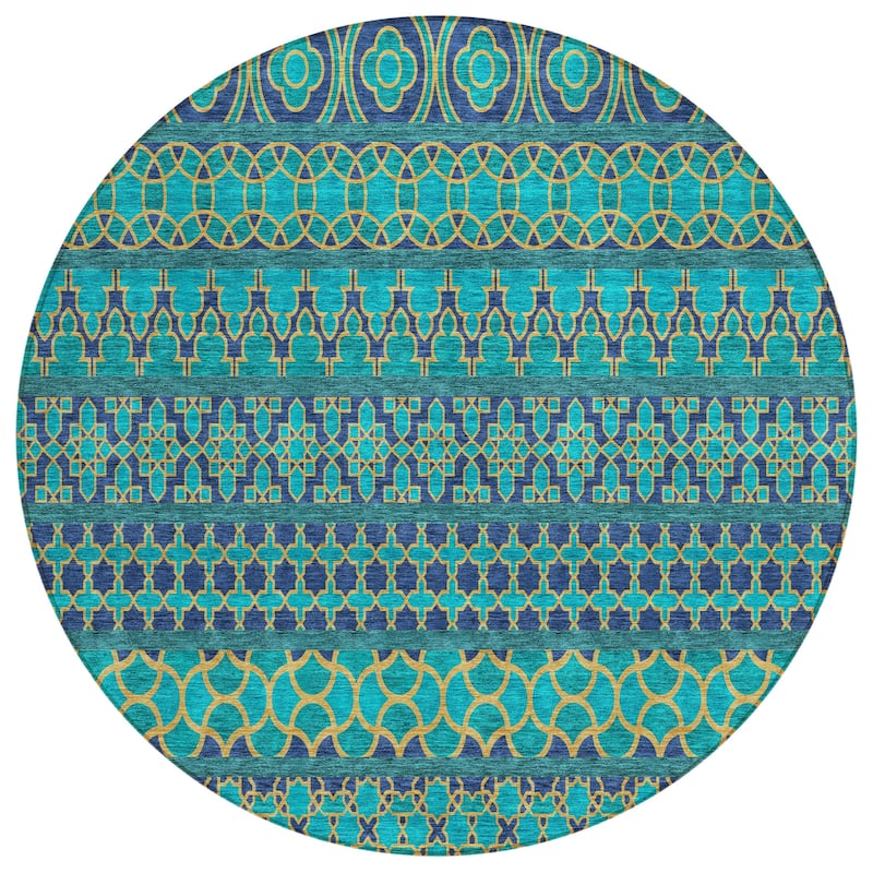 Machine Washable Indoor/ Outdoor Chantille Stripe Boho Rug