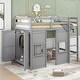 preview thumbnail 11 of 18, Wood Twin Size Loft Bed with Built-in Storage Wardrobe and 2 Windows Grey