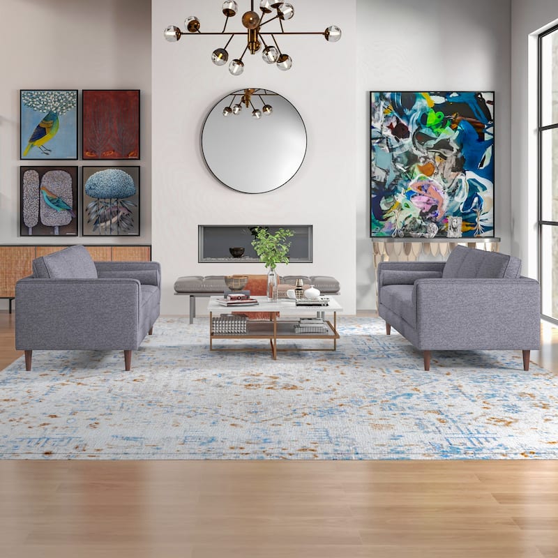 Fatih Mid Century Velvet Sofa Set