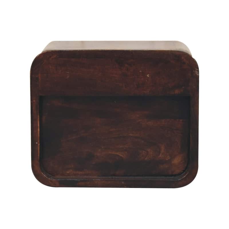 Artisan Furniture Solid Wood Mini Curved California Walnut Wall Mounted Bedside