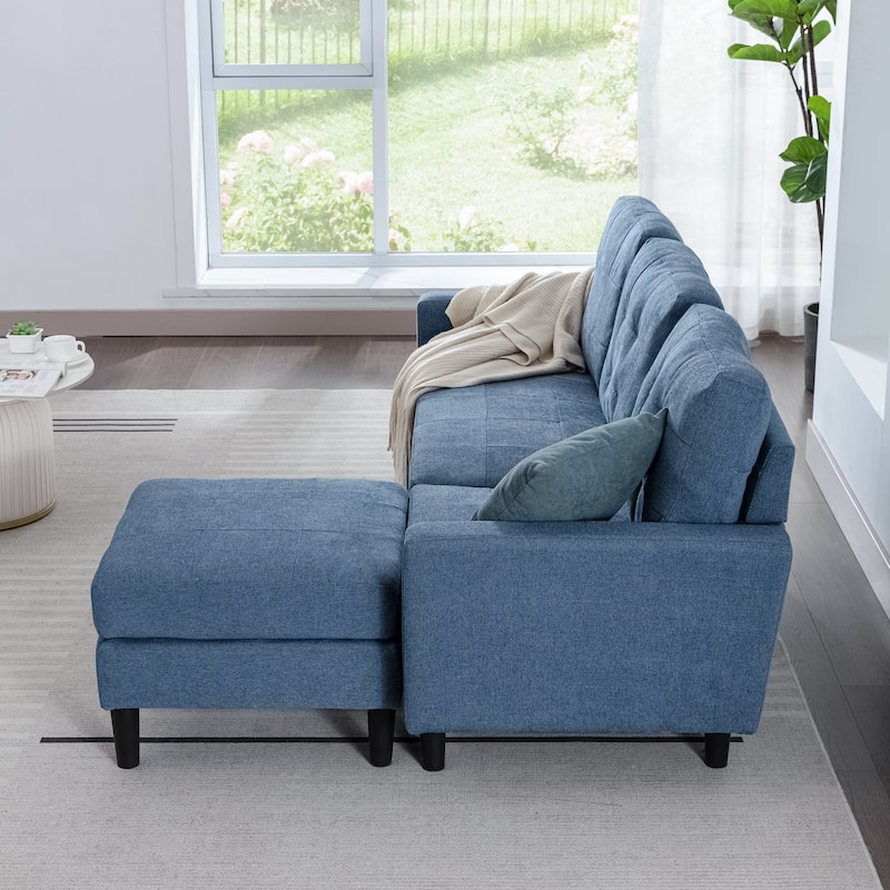 Javlergo Convertible Sectional Sofa, L Shaped Couch with Linen Fabric, Reversible 3-Seater Lounge Couch for Living Room