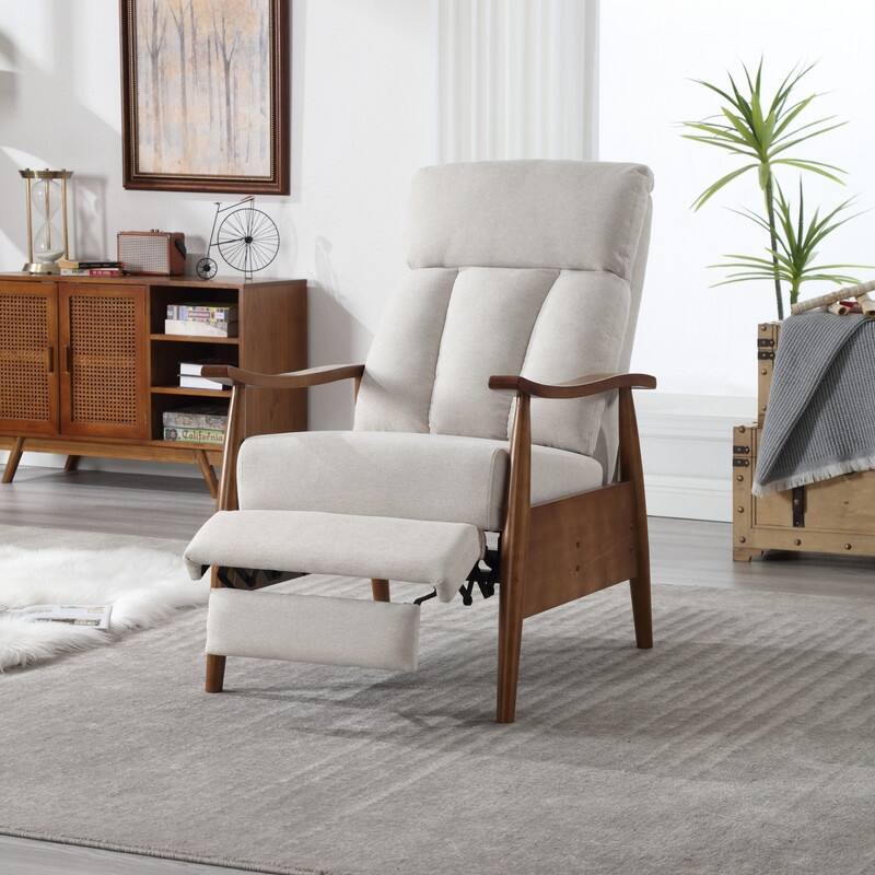 Modern Accent Chair Lounge Chair, Wood Frame Adjustable Recliner Chair
