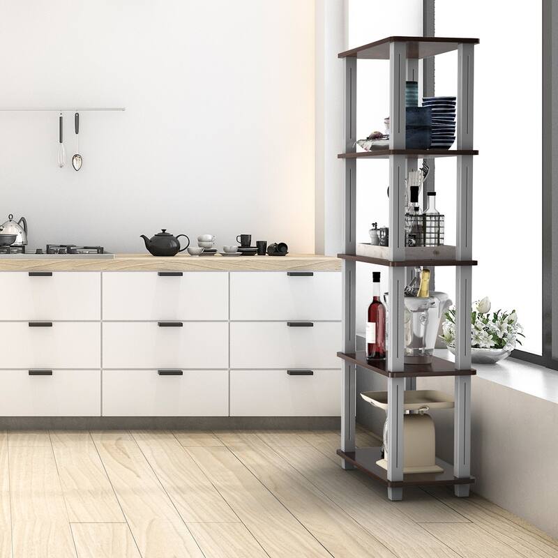 5-Tier Multi-Functional Storage Shelves Rack Display Bookcase - Black - 23.5" x 11.5" x 57" (L x W x H)