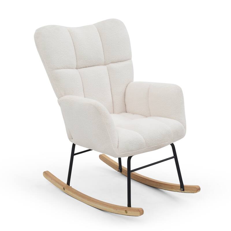 Polyester Rocking Chair with High Backrest and Padded Seat
