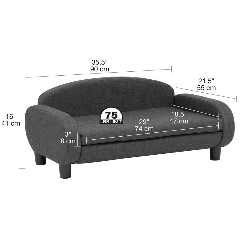 Paws & Purrs Modern Pet Sofa Bed Low-Back Lounger for Dogs & Cats – Removable Washable Mattress Cover