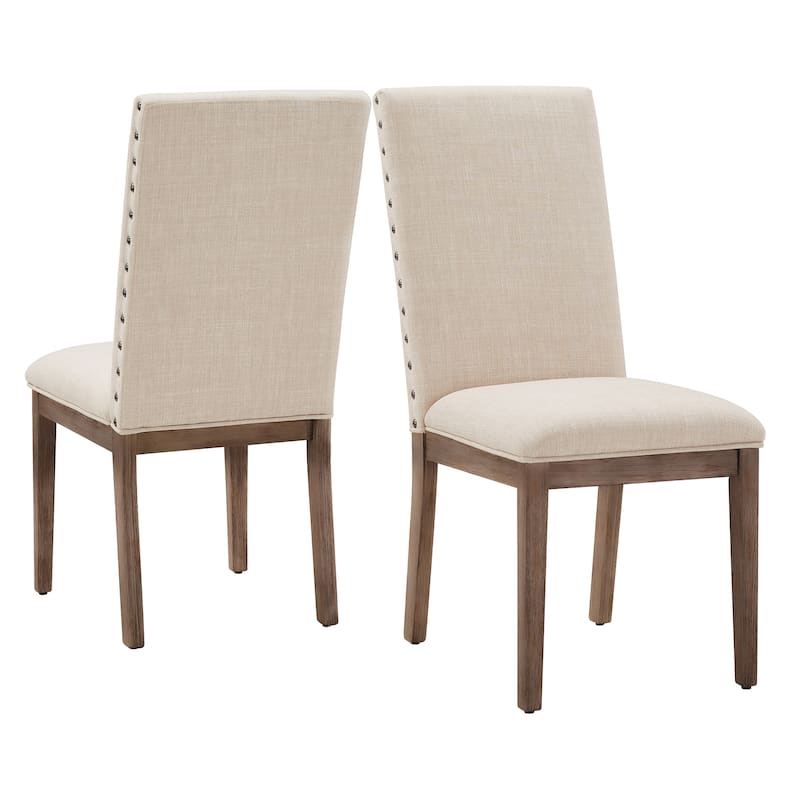 Voyager Nailhead Accent Parson Linen Dining Chair (Set of 2) by iNSPIRE Q Artisan