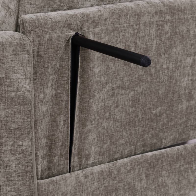 Two-Seater Chaise Lounge with Storage Footrest and Pillows, Irregular Armrest Design