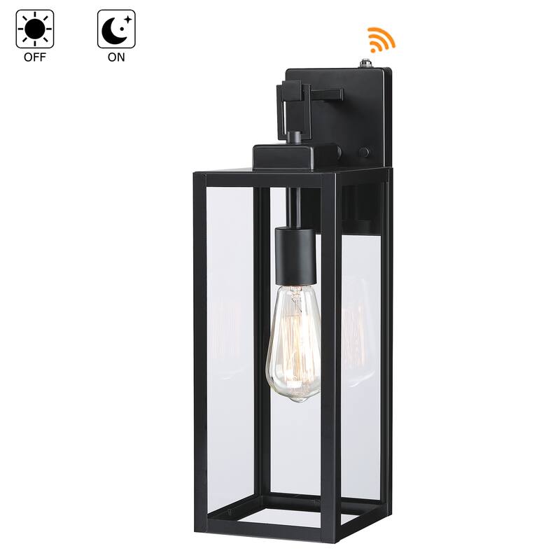 2-pack 1-Light 18 inch Matte Black Outdoor Wall Lantern with Clear Glass Shade(dusk to dawn could be chosen)