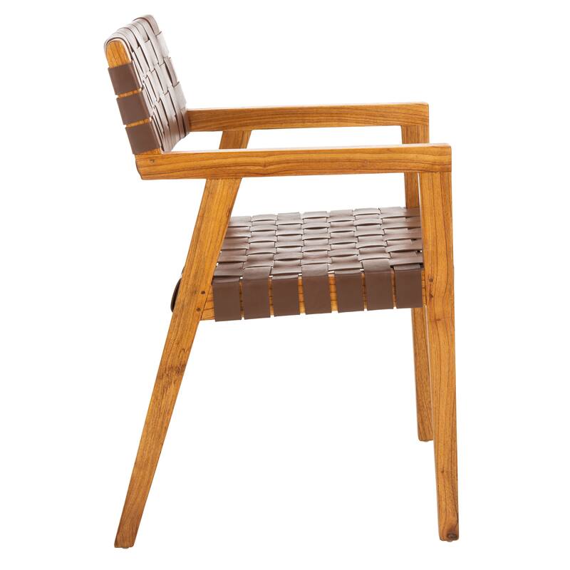 SAFAVIEH Gerda Woven Leather Dining Room Chair - 22.1" W x 20.9" L x 31.9" H - 22Wx21Dx32H