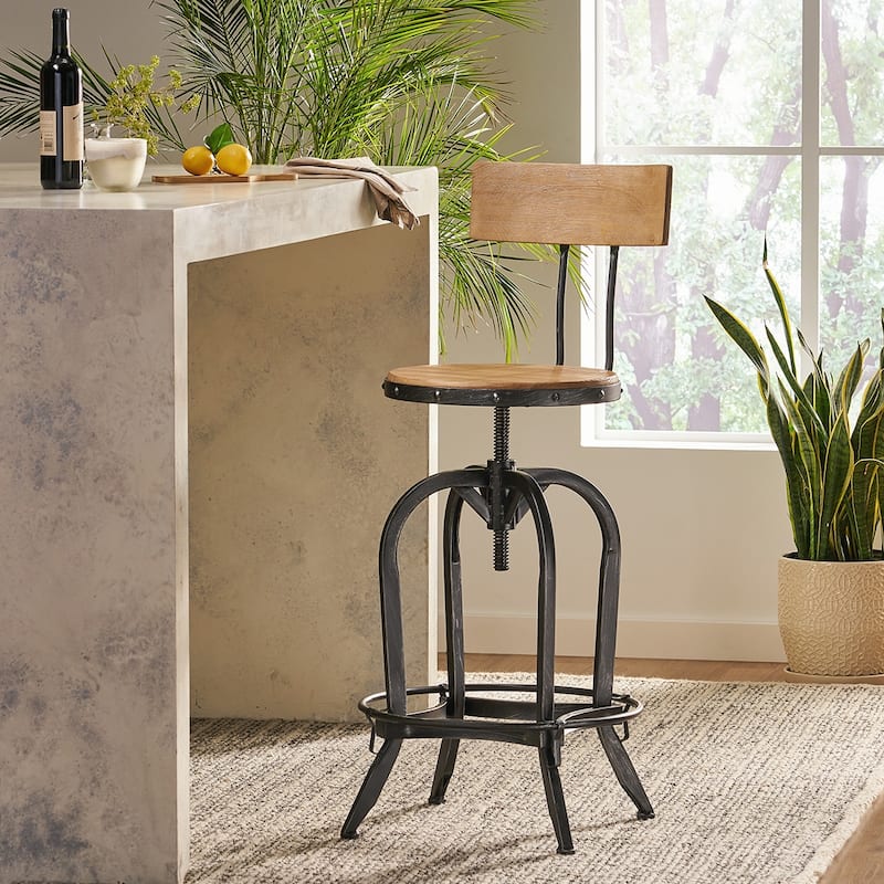 Swivel Bar Stools With Adjustable Height - Black