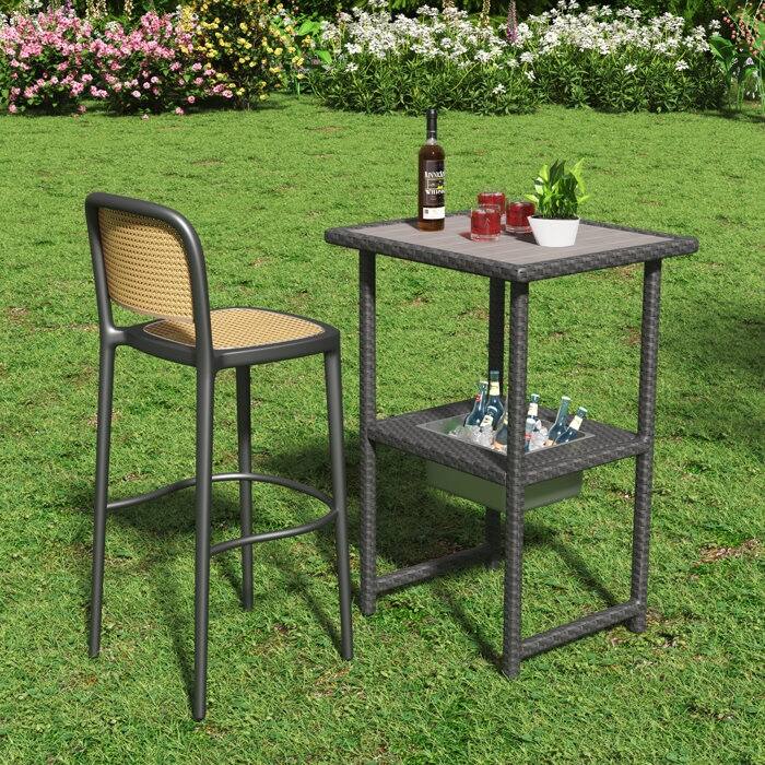 Rectangular 21.7'' L x 24.6'' W Outdoor Bar Table