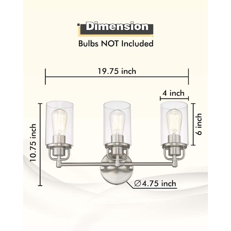 Bathroom Vanity Lights, Bathroom Wall Light Fixtures with Clear Glass Lampshade