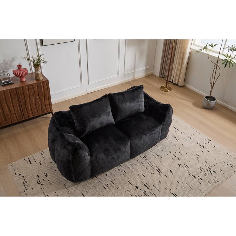 Oversized Bean Bag Sofa Reading Chair, 2-Seater Giant Bean Bag Couch with Pillows, Loveseat Chaise Lounge Sofa Chair