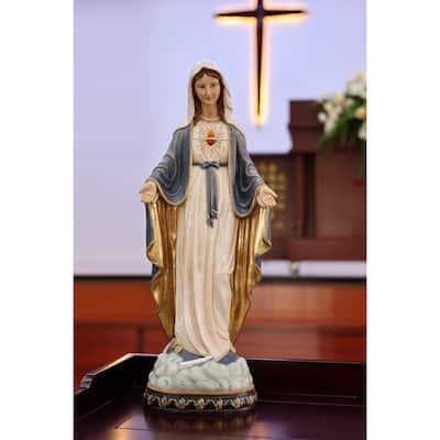 Sacred Heart Virgin Mary Outdoor Garden Statue with Open Hands - 23.5"