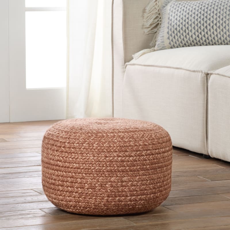 Jaipur Living Saba Solar Round Indoor/Outdoor Polyester Pouf Ottoman/Foot Stool - 18"X18"X12"