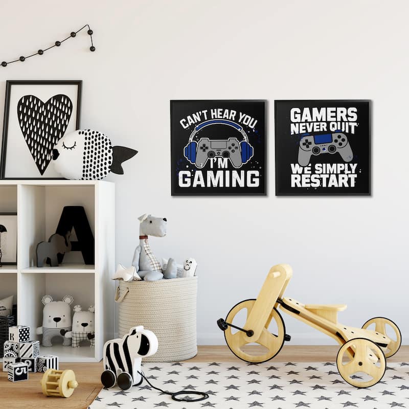 Stupell Hardcore Gamer Expressions Framed Giclee Art Design By Kim Allen (Set of 2)