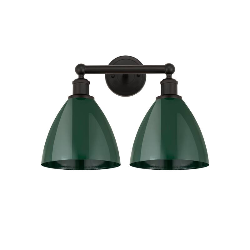 Innovations Lighting 616-2W-12-17 Plymouth Vanity Plymouth Dome 2 - Oil Rubbed Bronze / Green