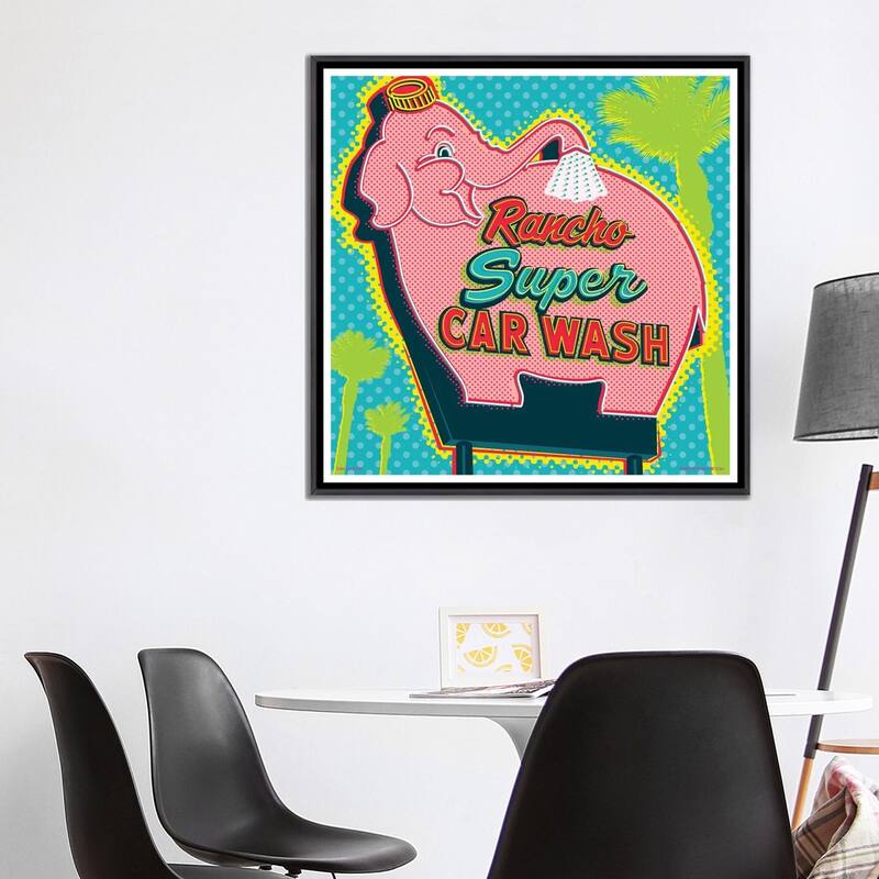 iCanvas "Elephant Car Wash Rancho" by Jim Zahniser Framed