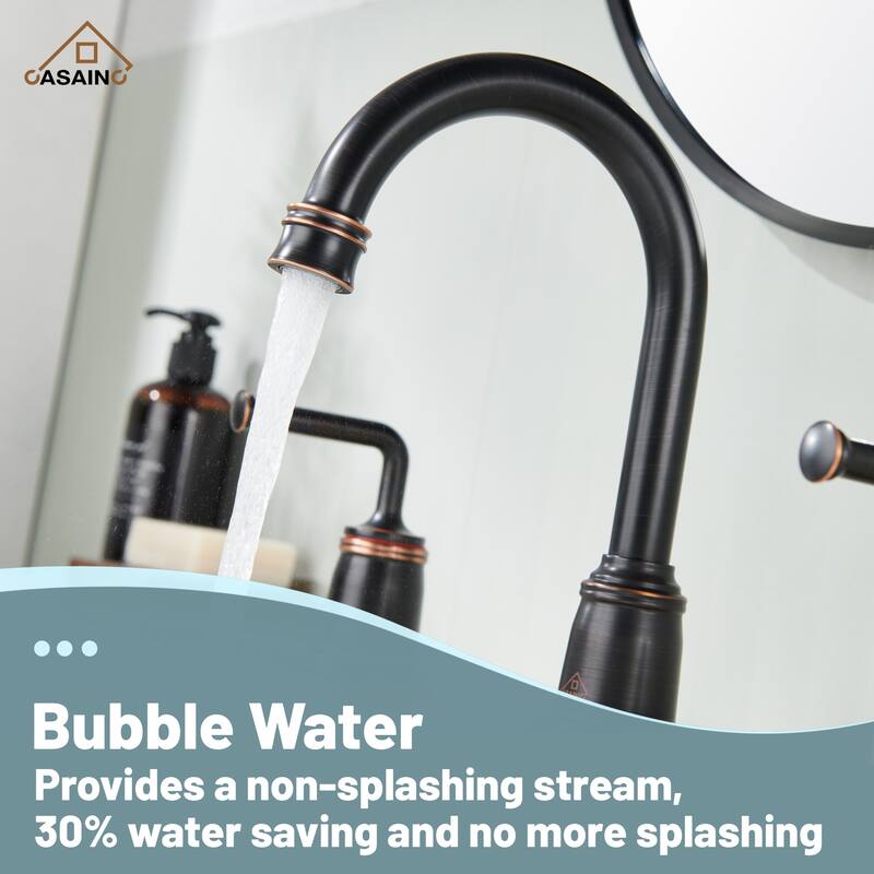 8 in. Widespread Double Handle Bathroom Faucet with Drain Kit Included