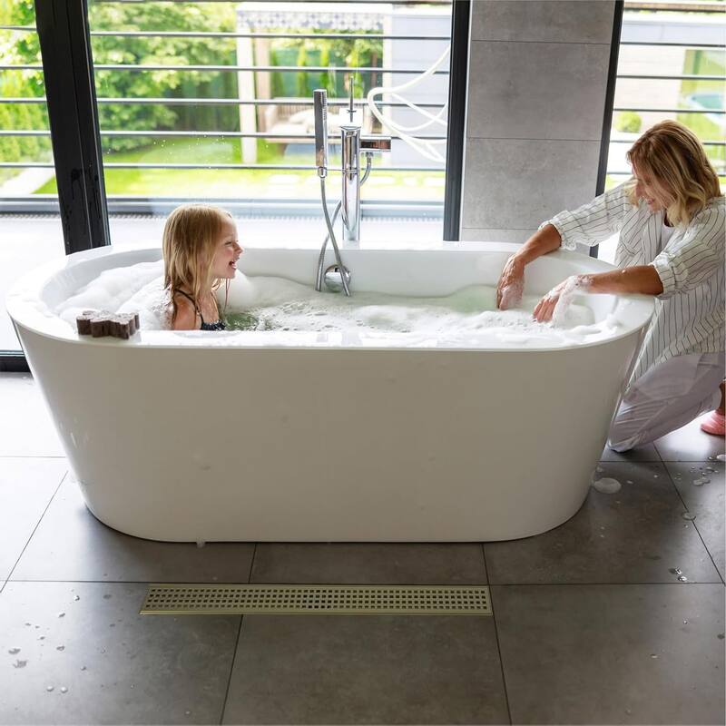 24-Inch Linear Shower Floor Drain, Square Hole Grate - 24 inch