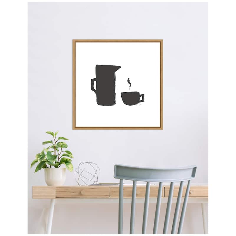 Kate and Laurel Coffee by Gabrielly Guedes Framed Canvas Wall Art Print