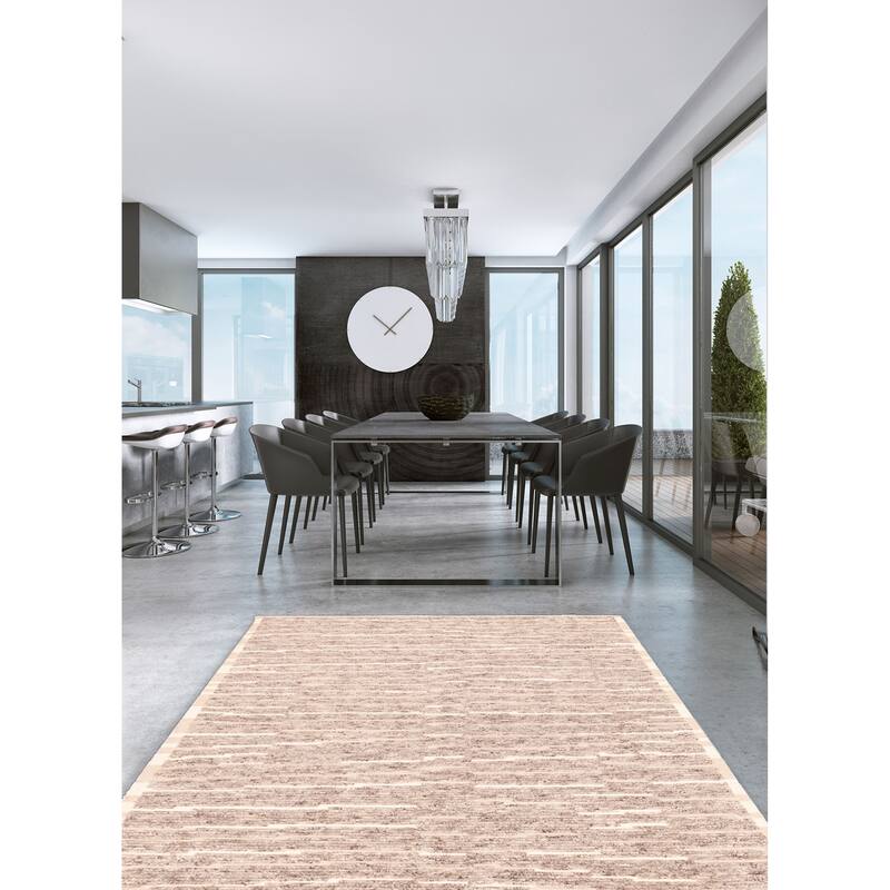ECARPETGALLERY Hand-knotted Tangier Taupe Wool Rug - 5'4 x 7'7