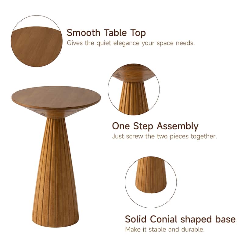 COZAYH Farmhouse Pedestal End Table, Round Martini Table Wood Plant Stand Rustic Small Drink Table for Living Room, Bedroom