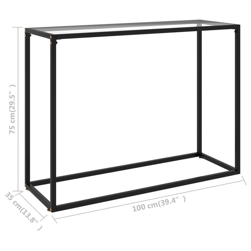 vidaXL Console Table Transparent 39.4"x13.8"x29.5" Tempered Glass - 39.4" x 13.8" x 29.5"