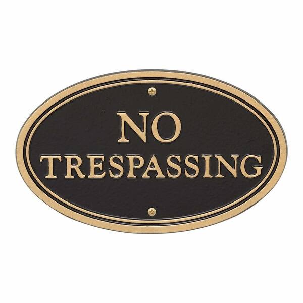 Shop Whitehall No Trespassing Oval Wall Lawn Plaque Black Gold 4