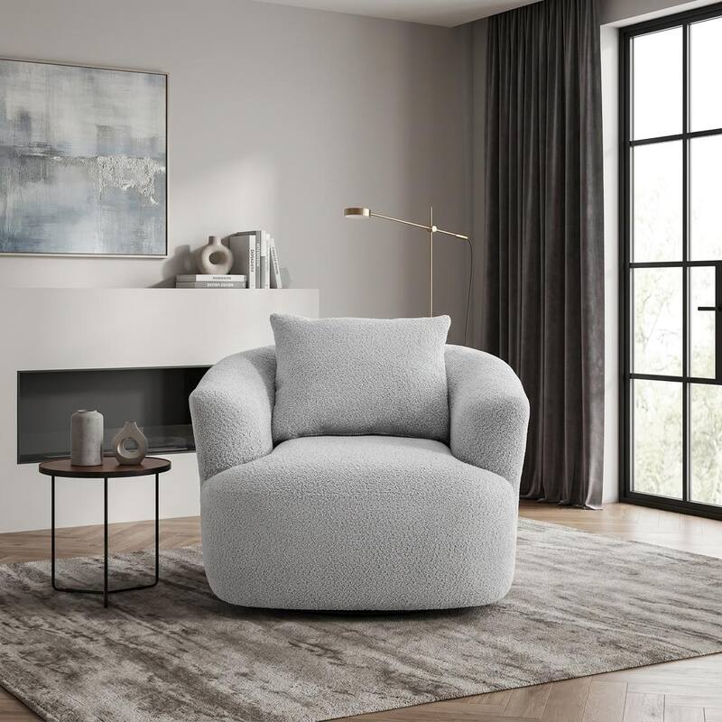 360° Swivel Accent Chair with Throw Pillow by Harper&Bright Designs