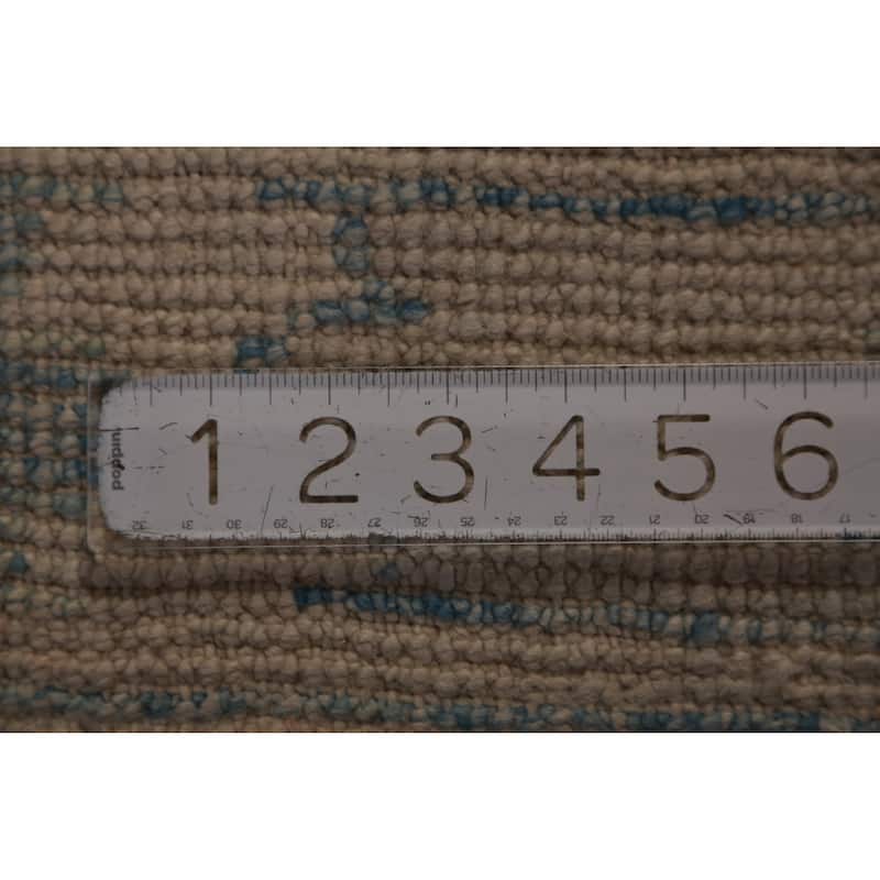 Hand Knotted Oriental 100% Wool Carpet Transitional Geometric Navy Blue & Blues Oushak Runner Rug - 17' 2'' X 3' 4''