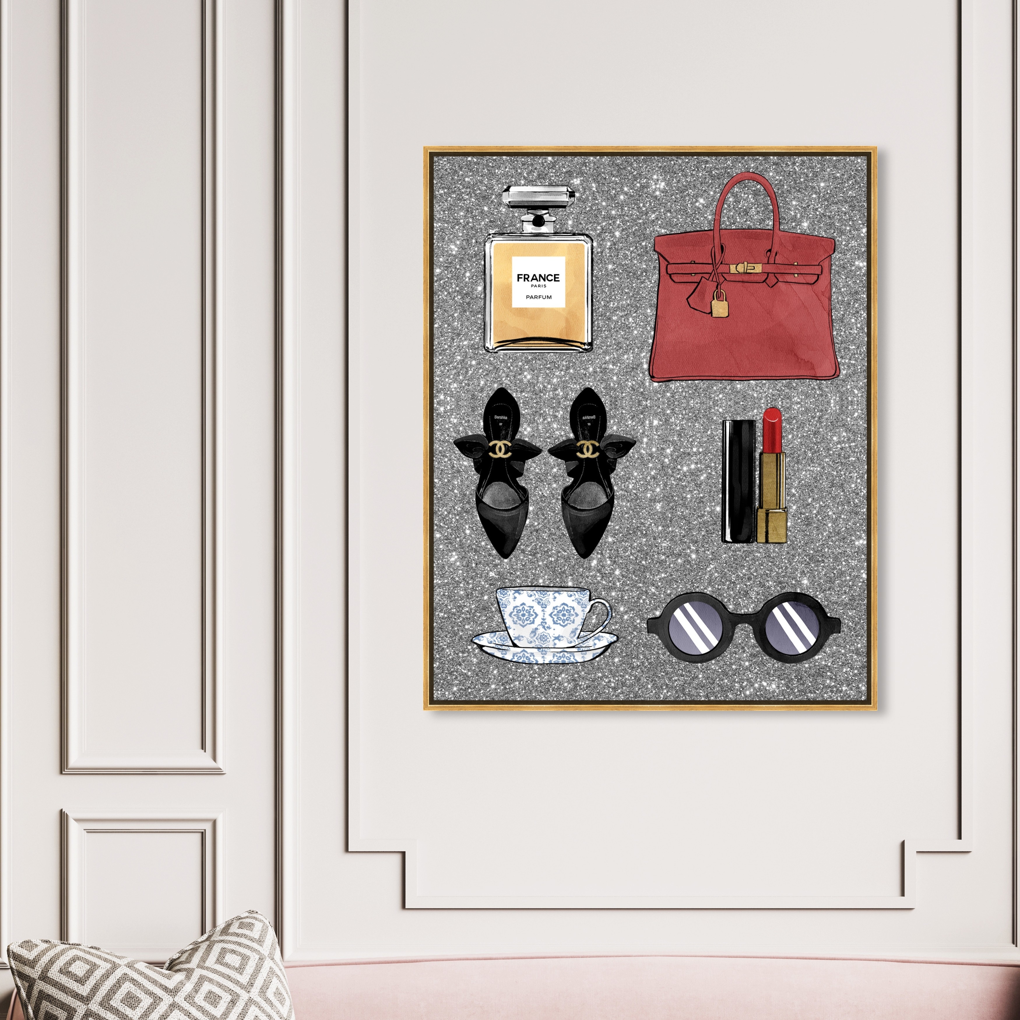 Glam Bag Perfume Canvas Wall Art Sold by at Home