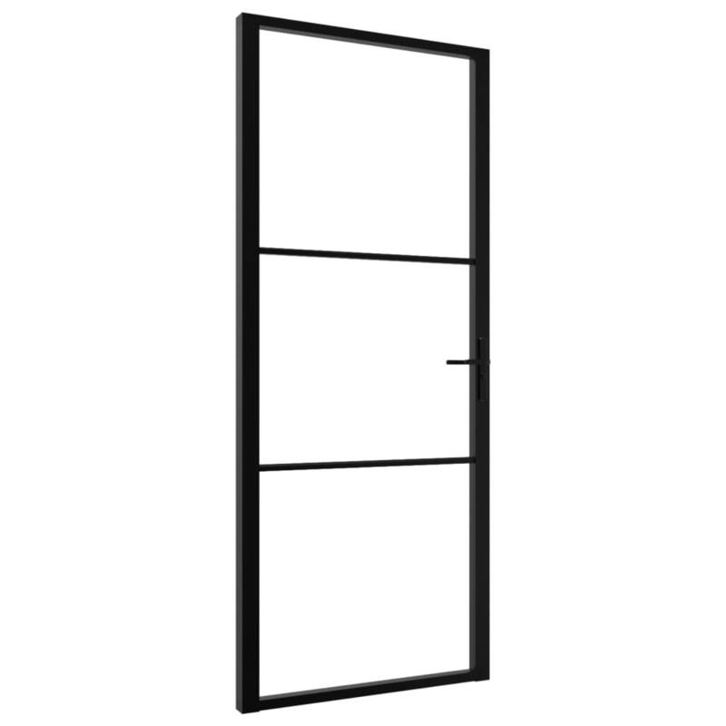 vidaXL Glass Door Interior Door with Alloy Handle ESG Glass and Aluminum Black