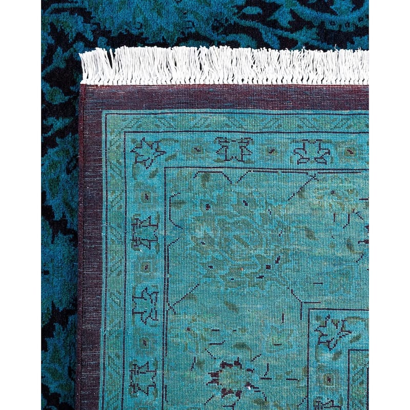 Fine Vibrance One-of-a-Kind Hand-Knotted Runner Rug - Blue, 6' 3" x 12' 6" - 6' 3" x 12' 6"