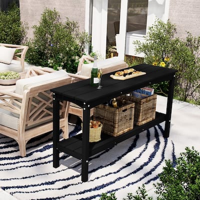 Laguna Hdpe All Weather Outdoor Patio Two Shelf Table