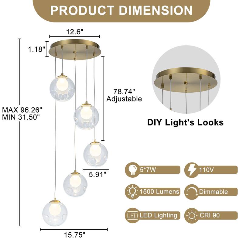 Modern Textured Glass Globe Pendant Light Frosted Shade Dining Room