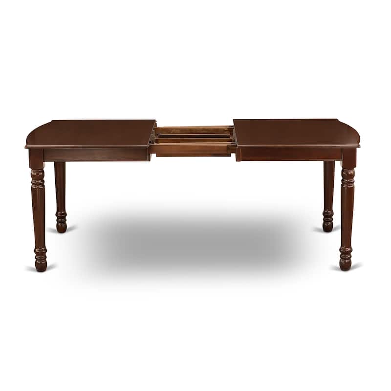 East West Furniture Dining Table Set- a Rectangle Kitchen Table and Coffee Linen Fabric Chairs, Mahogany (Pieces Option)