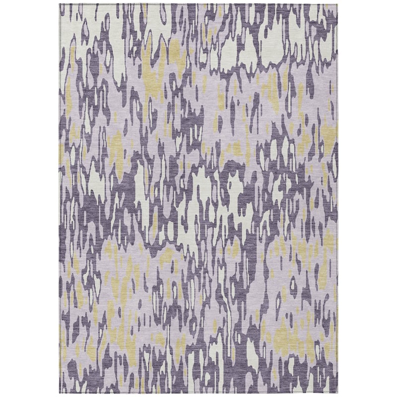 Machine Washable Indoor/ Outdoor Modern Watercolor Chantille Rug