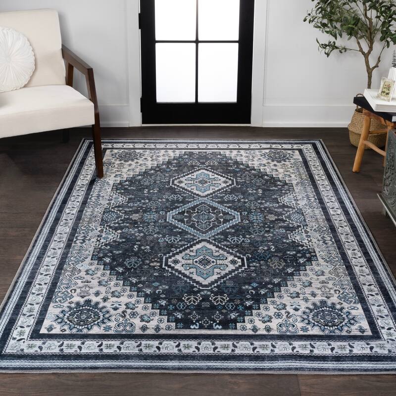 JONATHAN Y Didim Geometric Medallions Machine Washable Area Rug