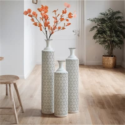Home Decorated Floor Metal Vases (Set of 3)