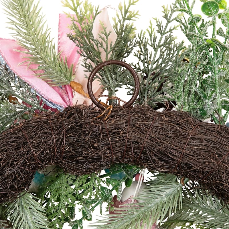 Pastel Nutcracker and Ornaments Artificial Pine Christmas Wreath - 24" - Unlit