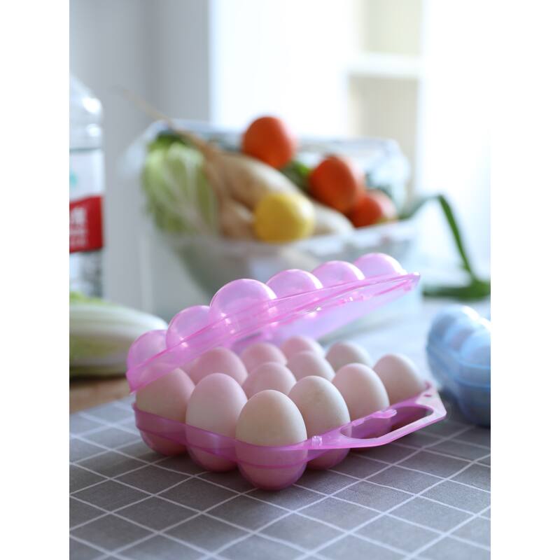 Clear Plastic Egg Carton, 12 Egg Holder Carrying Case with Handle